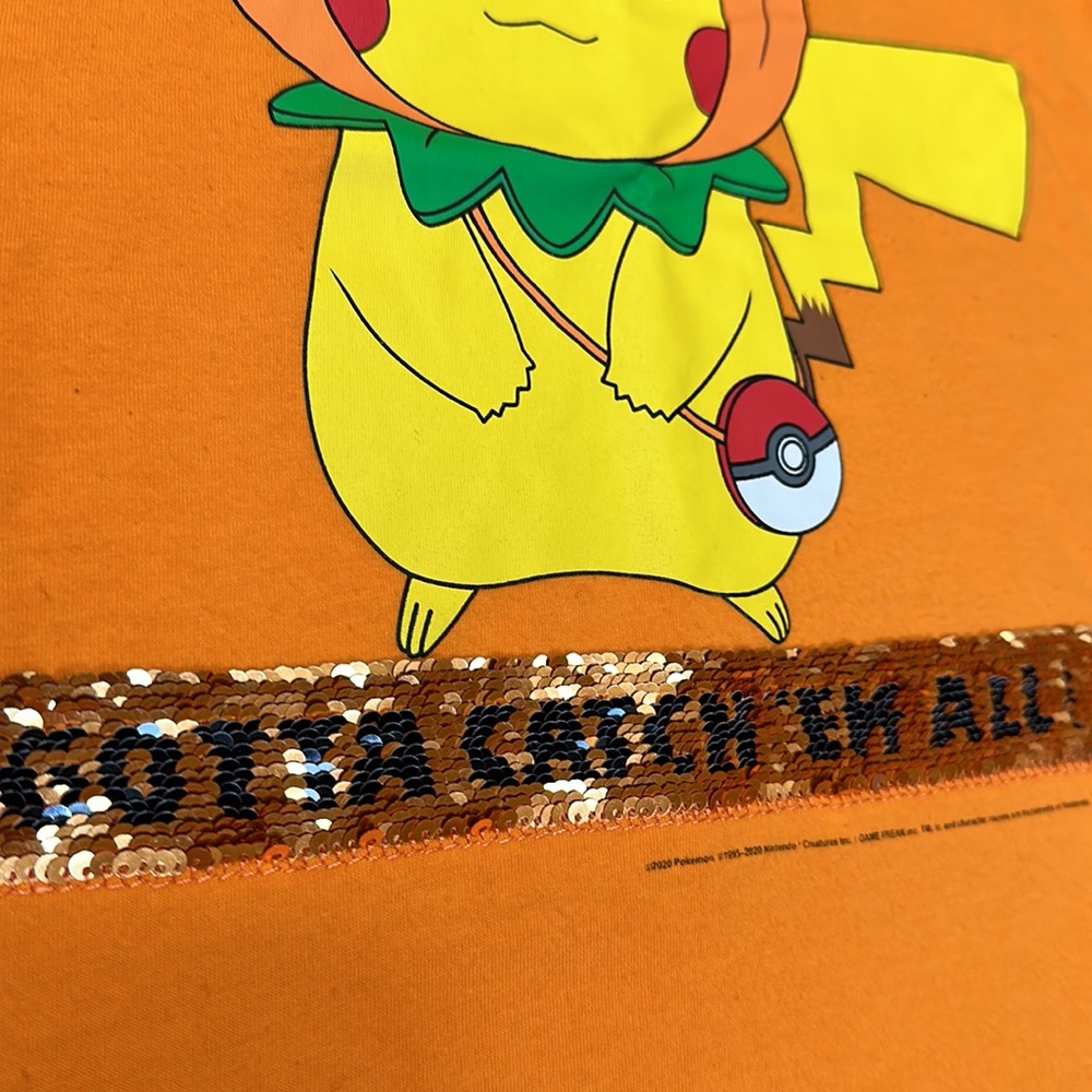 Pokemon Pikachu Sequin Pumpkin Tee 🎃⚡️🎃 - Picture 5 of 7